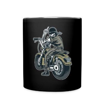 Motorcycle Biker Fuck you Provocation Skeleton - Full Colour Mug - black - Front