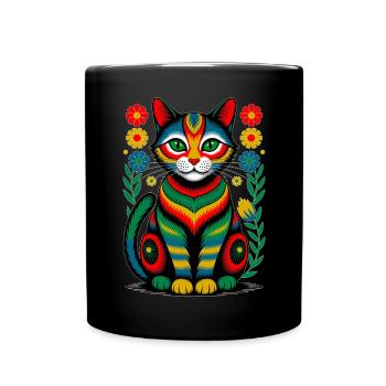 Folk Cat – L’âme colorée de la nature - Mug uni - noir - Devant