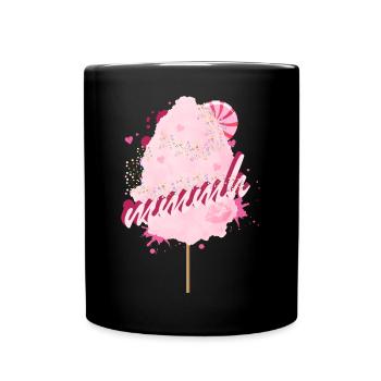 Cotton candy motif with heart confetti and lettering - Full Colour Mug - black - Front