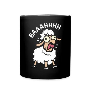 Verrücktes Schaf mit Spruch - Lustige Tiermotive - Tasse einfarbig - Schwarz - Vorne