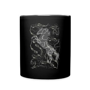 Beautiful horse portrait with straps and chains - Full Colour Mug - black - Front
