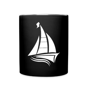 voilier voilier sailor silhouette minimaliste - Mug uni - noir - Devant