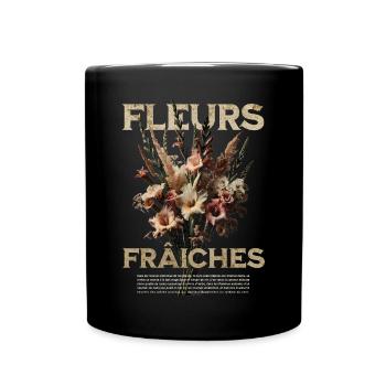Vintage Botanical Flower Arrangement - Full Colour Mug - black - Front