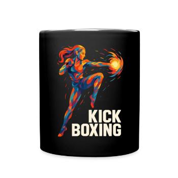 Kickboxerin cool abstrakt Power Kickboxen Geschenk - Tasse einfarbig - Schwarz - Vorne