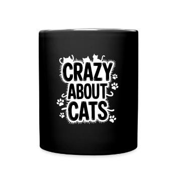 Crazy About Cats Katzen - Full Colour Mug - black - Front