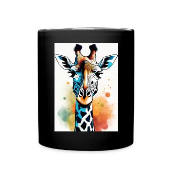 Abstract Geometric Giraffe Art - Full Colour Mug - black - Front