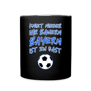 Bayerischer Fußball Spruch mit Fußball - Tasse einfarbig - Schwarz - Vorne