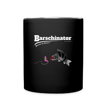 Barschinator - Perch Fishing - Fishyworm - Full Colour Mug - black - Front