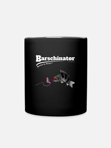 Barschinator - Perch Fishing - Fishyworm - Full Colour Mug - black
