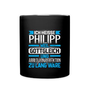 PHILIPP - Gottgleich Geschenk - Tasse einfarbig - Schwarz - Vorne