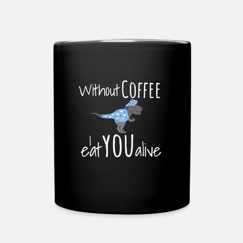Café café drôle Dino matin cadeau blanc - Mug uni - noir
