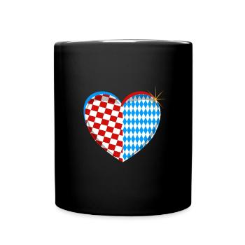 Kroatisch Bayrisches Herz Croatia Bavaria Heart - Tasse einfarbig - Schwarz - Vorne