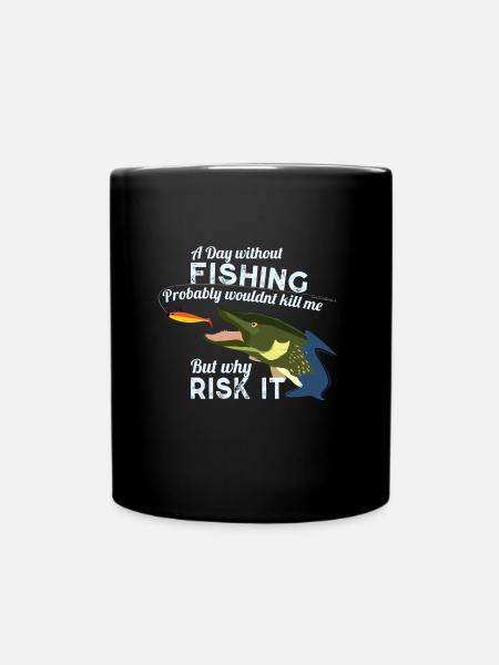 A Day without Fishing Pike Pike Fishing Fishyworm - Full Colour Mug - black