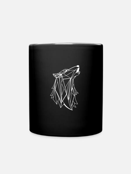 Geometric Wolf - Full Colour Mug - black