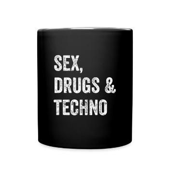 SEX DRUGS TECHNO Festival du cadeau pour la musique Drugs - Mug uni - noir - Devant