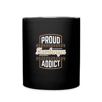 Burger - Fier accro au hamburger - Mug uni - noir - Devant