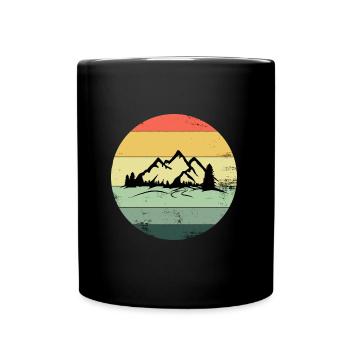Vintage Mountains Berge Wandern Landschaft - Tasse einfarbig - Schwarz - Vorne