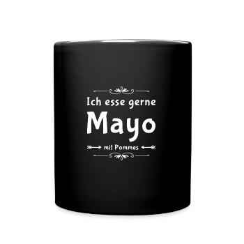 Mayo mit Pommes - Tasse einfarbig - Schwarz - Vorne