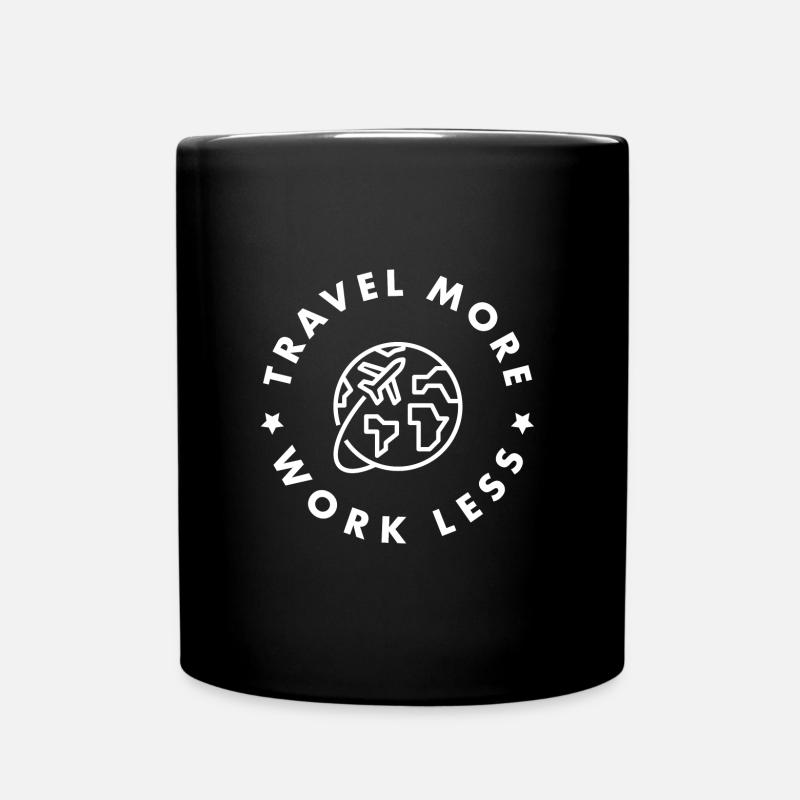 Travel more - work less - Full Colour Mug - black