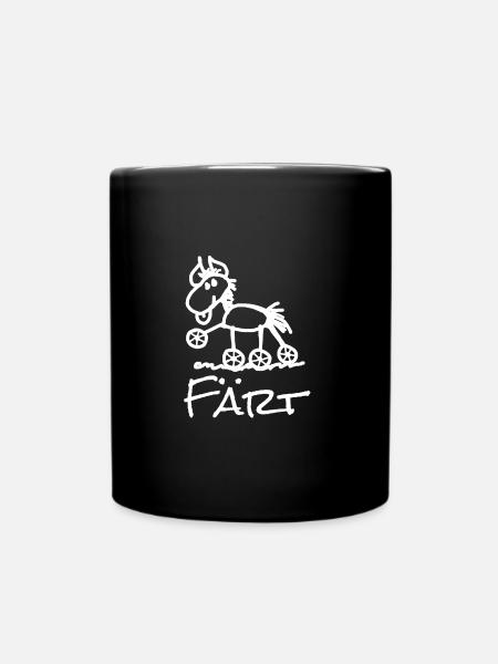 Lustiges Färt Pferd auf Rollen - Tasse einfarbig - Schwarz