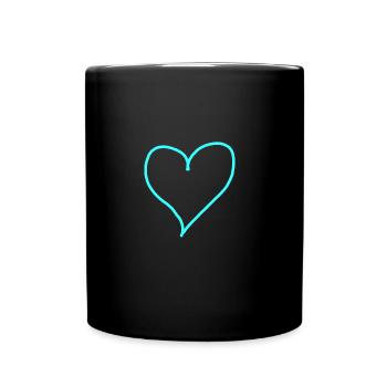 Hellblaues / blaues Herz Geschenkidee - Tasse einfarbig - Schwarz - Vorne