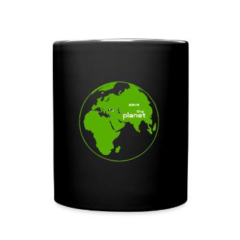 save the planet - Tasse einfarbig - Schwarz - Vorne
