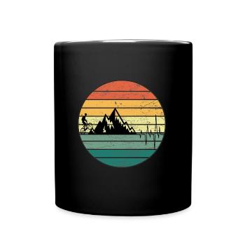 Mountainbike Biker Downhill Geschenk Herzschlag - Tasse einfarbig - Schwarz - Vorne