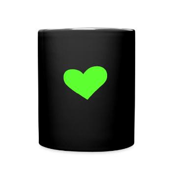Grünes Herz Geschenkidee - Tasse einfarbig - Schwarz - Vorne