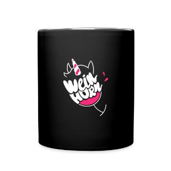 weinhorn einhorn wein geschenk geschenkidee - Tasse einfarbig - Schwarz - Vorne