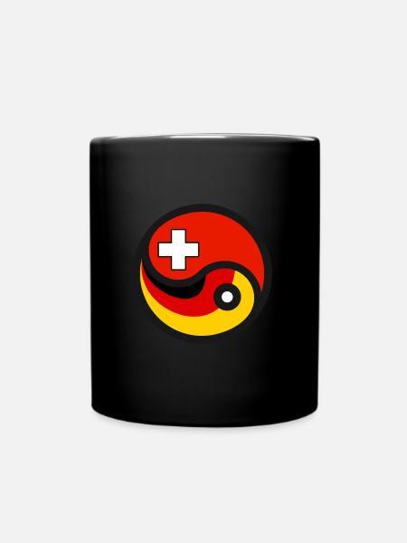 Yin & Yang - Deutschland & Schweiz - Tasse einfarbig - Schwarz
