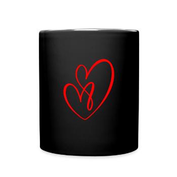 Verschlungene Herzen - rot - Tasse einfarbig - Schwarz - Vorne