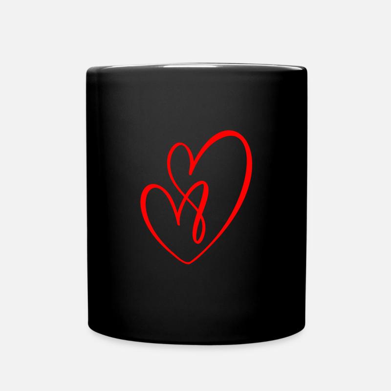 Verschlungene Herzen - rot - Tasse einfarbig - Schwarz