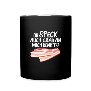 Speck Bacon Liebhaber BBQ Grillen Fleisch - Tasse einfarbig - Schwarz - Vorne