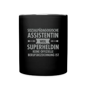 Sozialpädagogische Assistentin - Superheldin - Tasse einfarbig - Schwarz - Vorne