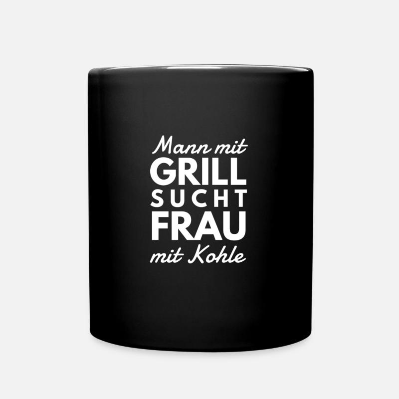 Mann mit Grill Spruch Tshirt Geschenk - Tasse einfarbig - Schwarz