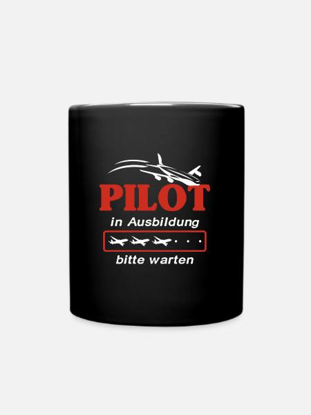 Pilot Pilotenschein Flugzeug Fliegen - Tasse einfarbig - Schwarz