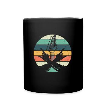 Gitarre & Pommesgabel Rock Hardrock & Heavy Metal - Tasse einfarbig - Schwarz - Vorne