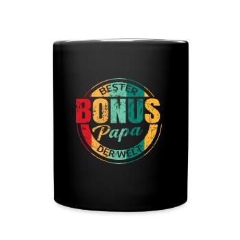 Stiefpapa Bonus Papa Vatertag Stiefvater Männertag - Tasse einfarbig - Schwarz - Vorne