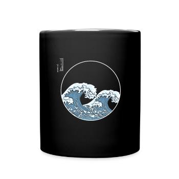 Kanagawa Grande Vague Japon Art japonais Kanji - Mug uni - noir - Devant