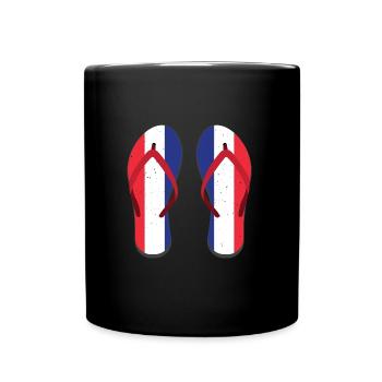 Frankreich Flagge Flipflop Franzose Geschenk - Tasse einfarbig - Schwarz - Vorne