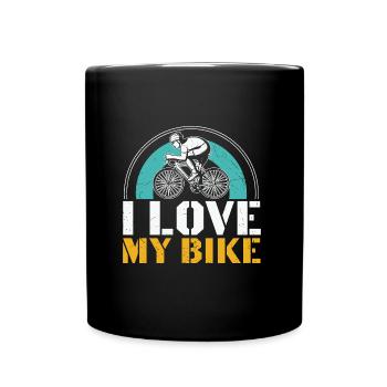 I Love my Bike Funny Bike Riding Cycling - Tasse einfarbig - Schwarz - Vorne