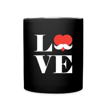 Amour Moustache Vêtements Drôle Cadeau pour Hommes Garçons - Mug uni - noir - Devant