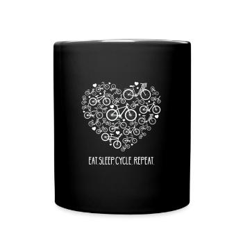 Essen - Schlafen - Zyklus - Wiederholen - Tasse einfarbig - Schwarz - Vorne