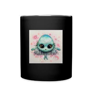 Cute sea alien to brighten up your day - Full Colour Mug - black - Front