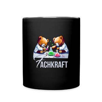Die Fachkraft - Teddybär-Edition. Selbstironie - Tasse einfarbig - Schwarz - Vorne