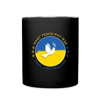 Ukraine Frieden Taube Flagge Kein Krieg - Tasse einfarbig - Schwarz - Vorne