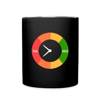 Angst > Gier - Tasse einfarbig - Schwarz - Vorne