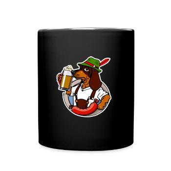 Bierfest Dackel Oktober - Tasse einfarbig - Schwarz - Vorne