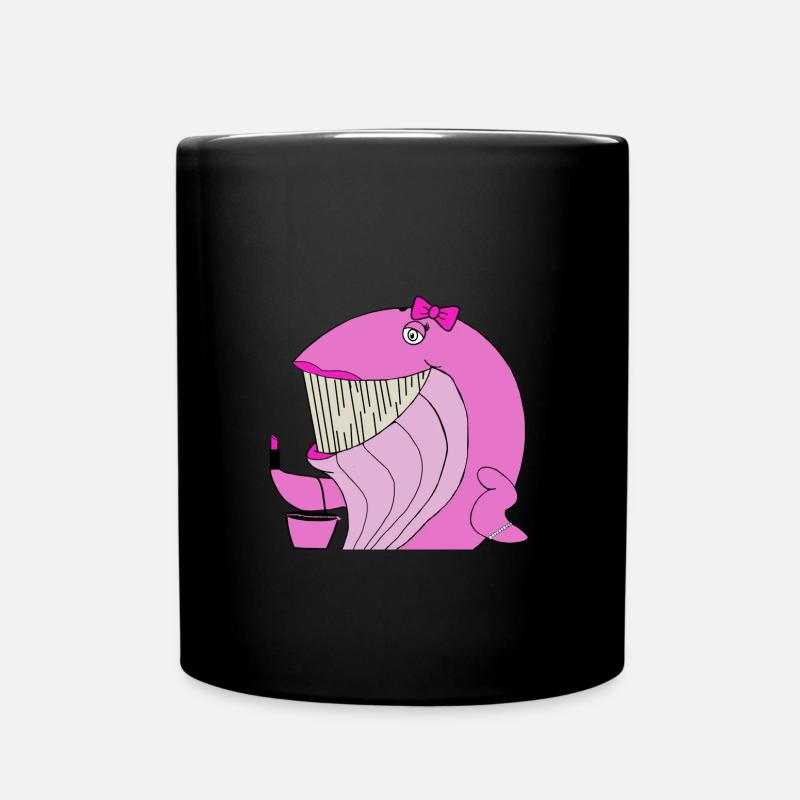Girly Whale - Full Colour Mug - black