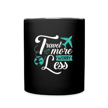 Reise mehr und genieße die Zeit - Tasse einfarbig - Schwarz - Vorne